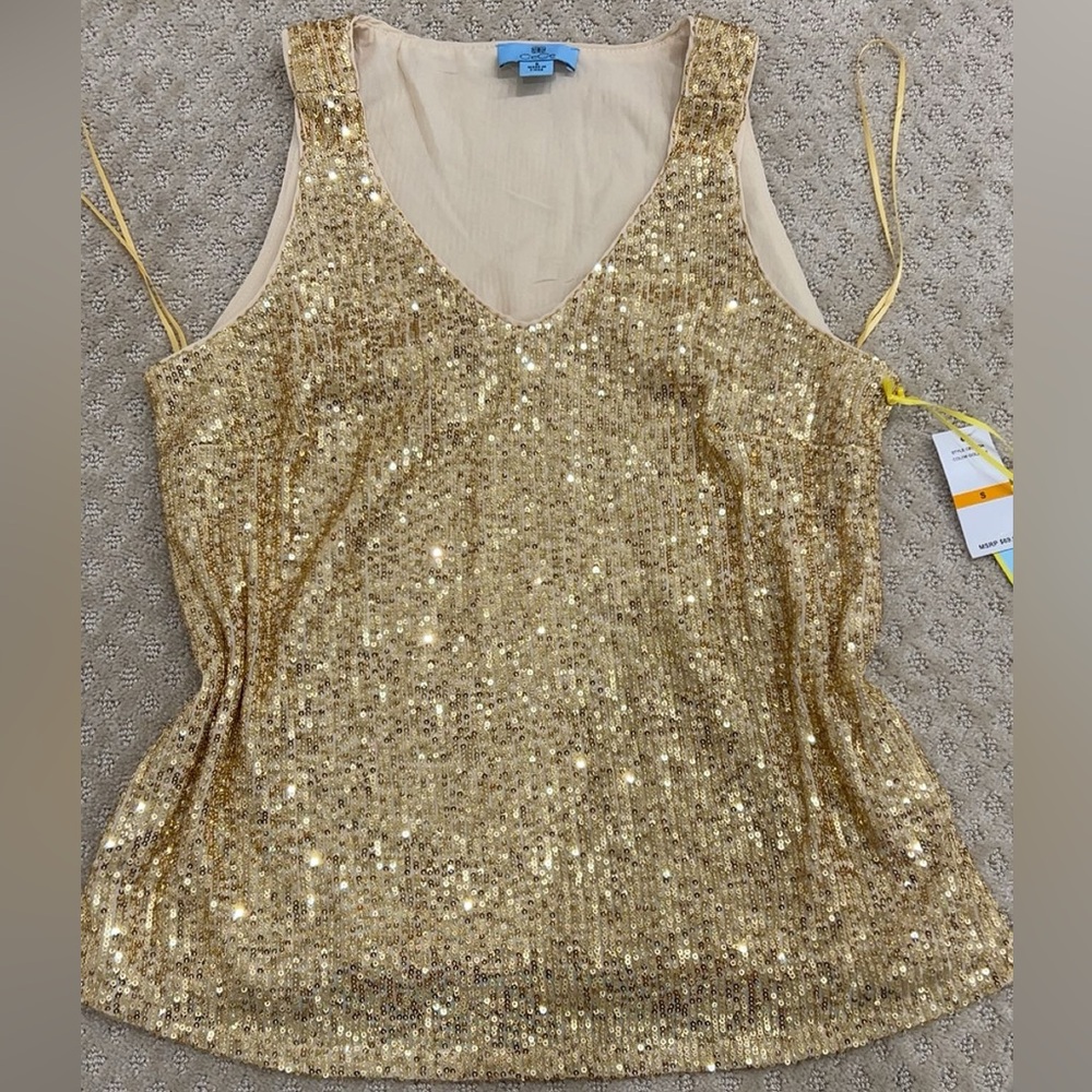 CeCe Gold Sequin Tank Top